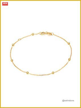 14K 18K Gold Bead Thin Chain Bracelet for Women